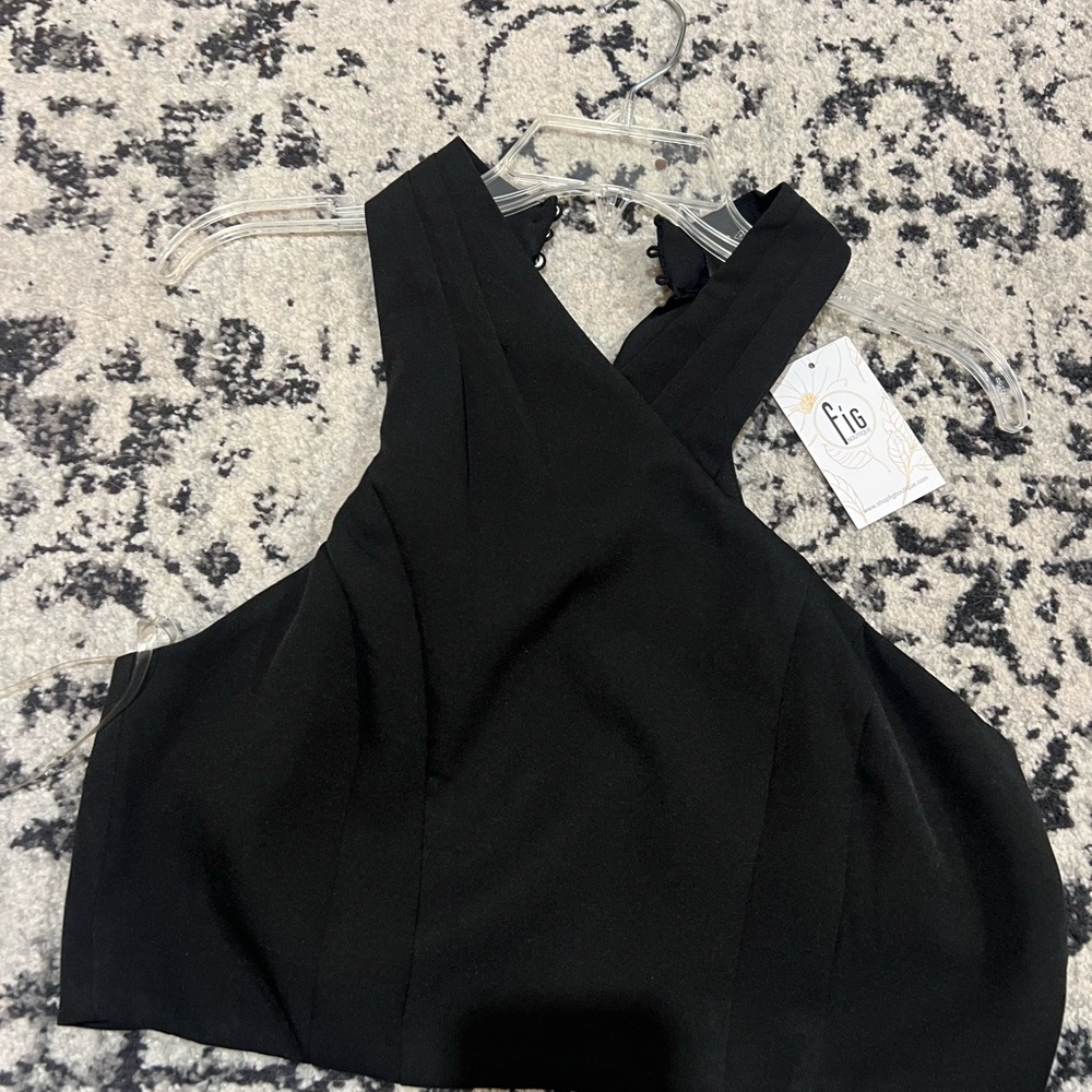 Black boutique Halter crop Top